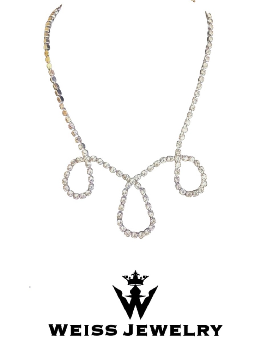 WEISS Lasso Rhinestone Necklace RARE